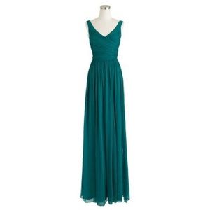 NWT J Crew Petite Heidi long dress in silk green bridesmaid